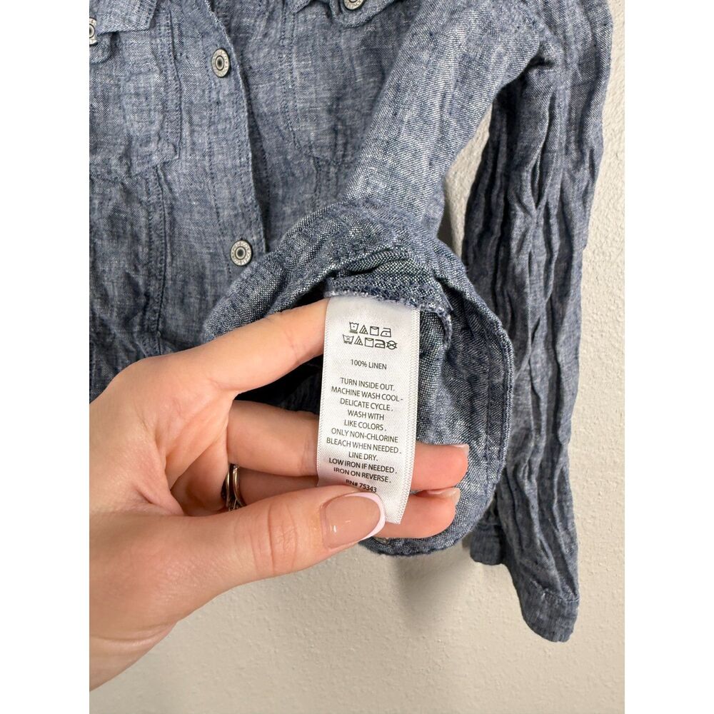 Jones & Co Womens Blue 100% Linen Jacket Sz L Beachy Breathable Lightweight - Picture 6 of 8